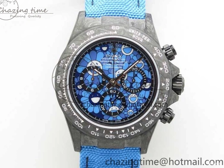 Edition Dial Daytona DIW Strap Blue Carbon A4130 Light Blue OMF Best Light Nylon on 1123